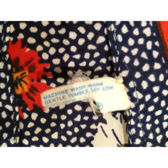 Vintage 1980s/90s Floral & Geometric Polyester Head Scarf 29-Inch Square Made - Picture 7 of 8